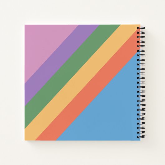 Retro Rainbow Diagonal Streifen Personalisiert Notizblock (Rückseite)