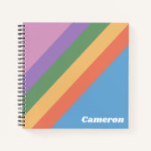 Retro Rainbow Diagonal Streifen Personalisiert Notizblock (Vorderseite)
