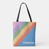 Retro Rainbow Diagonal Streifen Personalisiert Tasche (Rückseite)