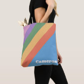 Retro Rainbow Diagonal Streifen Personalisiert Tasche (Von Nahem)