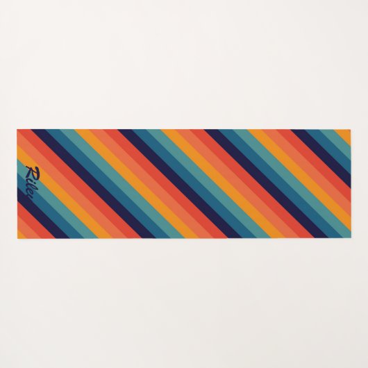 Retro Rainbow Diagonal Strip Yogamatte (Rückseite (Horizontal))