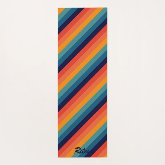 Retro Rainbow Diagonal Strip Yogamatte (Rückseite)