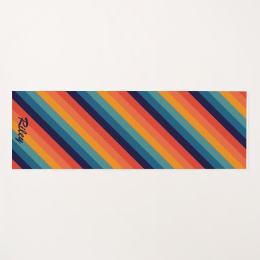 Retro Rainbow Diagonal Strip Yogamatte (Vorderseite (Horizontal))