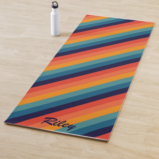 Retro Rainbow Diagonal Strip Yogamatte (Beispiel)