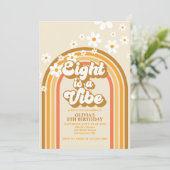 Retro Rainbow Eight ist ein Vibe Groovy 8. Geburts Einladung (Stehend Vorderseite)