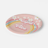 Retro Rainbow Eight ist ein Vibe Groovy 8. Geburts Pappteller (Schrägansicht)