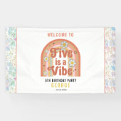 Retro Rainbow FIVE is a Vibe Groovy 5th Birthday Banner (Horizontal)