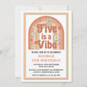 Retro Rainbow FIVE is a Vibe Groovy 5th Birthday Einladung (Vorderseite)