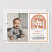 Retro Rainbow FIVE is a Vibe Groovy 5th Birthday Einladung (Vorderseite)