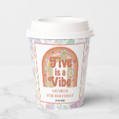 Retro Rainbow FIVE is a Vibe Groovy 5th Birthday Pappbecher (Rückseite)