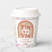 Retro Rainbow FIVE is a Vibe Groovy 5th Birthday Pappbecher (Vorderseite)