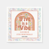Retro Rainbow FIVE is a Vibe Groovy 5th Birthday Serviette (Vorderseite)