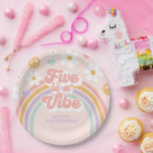 Retro Rainbow Five ist ein Vibe 5. Geburtstag Pappteller (Party)