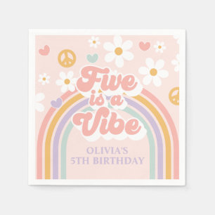 Retro Rainbow Five ist ein Vibe 5. Geburtstag Serviette