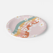 Retro Rainbow Five ist ein Vibe Daisy 5. Geburtsta Pappteller (Schrägansicht)