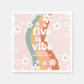 Retro Rainbow Five ist ein Vibe Daisy 5. Geburtsta Serviette (Vorderseite)