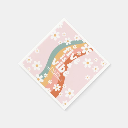 Retro Rainbow Five ist ein Vibe Daisy 5. Geburtsta Serviette (Ecke)