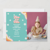 Retro Rainbow FIVE ist ein Vibe Groovy 5. Geburtst Einladung (Vorderseite)