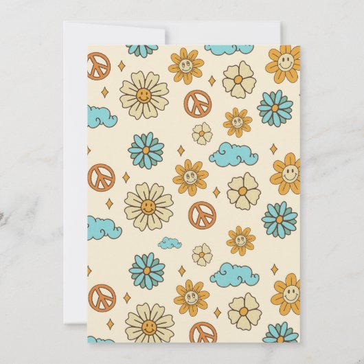 Retro Rainbow Five ist ein Vibe Groovy 5. Geburtst Einladung (Rückseite)