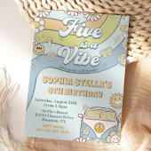 Retro Rainbow Five ist ein Vibe Groovy 5. Geburtst Einladung