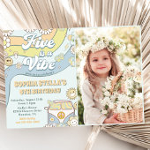 Retro Rainbow Five ist ein Vibe Groovy 5. Geburtst Einladung