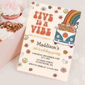 Retro Rainbow Five ist ein Vibe Groovy 5. Geburtst Einladung