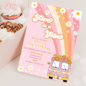 Retro Rainbow Five ist ein Vibe Groovy 5. Geburtst Einladung