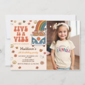 Retro Rainbow Five ist ein Vibe Groovy 5. Geburtst Einladung (Vorderseite)