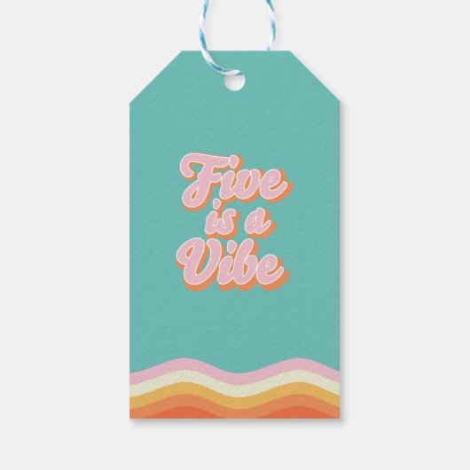 Retro Rainbow FIVE ist ein Vibe Groovy 5. Geburtst Geschenkanhänger (Rückseite)