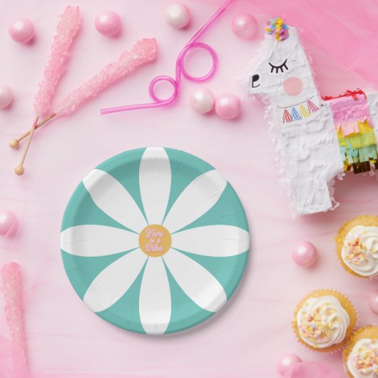 Retro Rainbow FIVE ist ein Vibe Groovy 5. Geburtst Pappteller (Party)