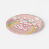 Retro Rainbow FIVE ist ein Vibe Groovy 5. Geburtst Pappteller (Schrägansicht)