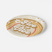 Retro Rainbow FIVE ist ein Vibe Groovy 5. Geburtst Pappteller (Schrägansicht)