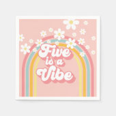 Retro Rainbow FIVE ist ein Vibe Groovy 5. Geburtst Serviette (Vorderseite)