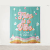 Retro Rainbow FIVE ist ein Vibe Groovy 5. Geburtst Wandteppich (Vorderseite)