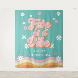 Retro Rainbow FIVE ist ein Vibe Groovy 5. Geburtst Wandteppich