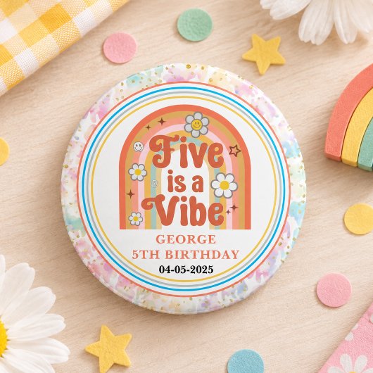 Retro Rainbow FIVE ist eine Stimmung Groovy 5. Geb Button