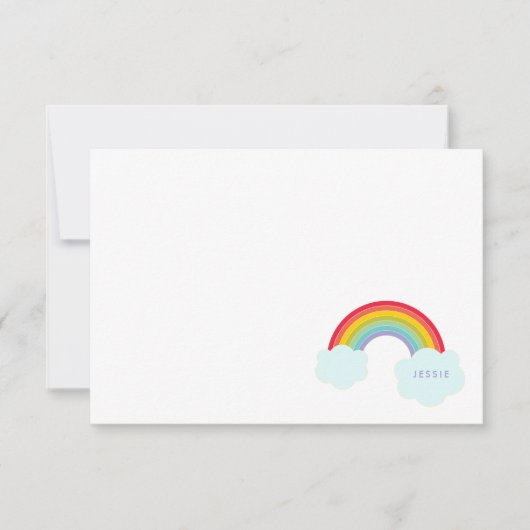 Retro Rainbow Flat Card Kids Stationery Mitteilungskarte (Vorderseite)