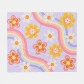 Retro Rainbow floral Fleecedecke (Vorderseite (Horizontal))
