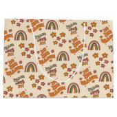 Retro Rainbow Flower Christmas Große Geschenktüte (Rückseite)