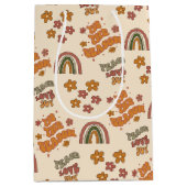 Retro Rainbow Flower Christmas Mittlere Geschenktüte (Vorderseite)