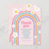 Retro Rainbow Flowers Daisies Thank You Card Dankeskarte (Vorne/Hinten)