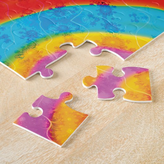 Retro Rainbow Fraktal Monogramm Name Puzzle (Seite)