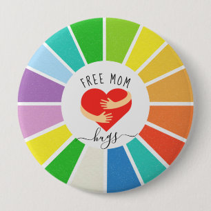 Retro Rainbow Free Mama Hugs   LGBT - Preis Button