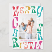 Retro Rainbow Frohe Weihnachten 1 Foto Weihnachtsk (Vorderseite)