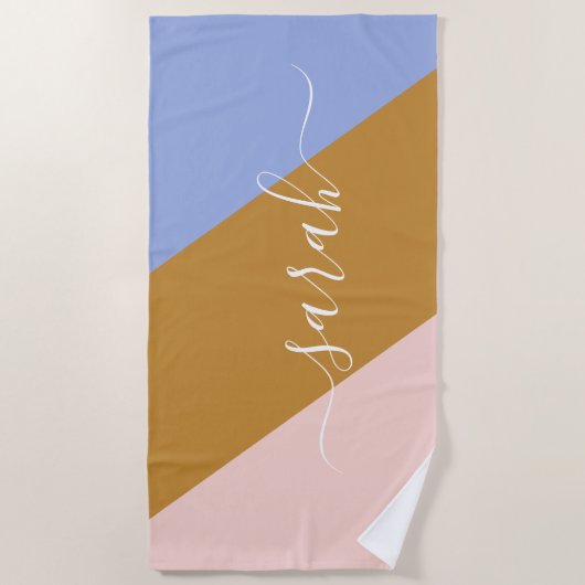 Retro Rainbow Graphic Personalisiert name Strandtuch (Vorderseite)
