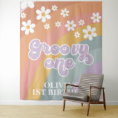 Retro Rainbow Groovy 1. Geburtstag Wandteppich (Beispiel)