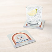 Retro Rainbow Groovy Baby Gender Neutral Dusche Rechteckiger Pappuntersetzer (Vor Ort)