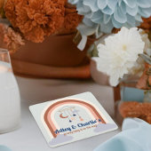 Retro Rainbow Groovy Baby Gender Neutral Dusche Rechteckiger Pappuntersetzer