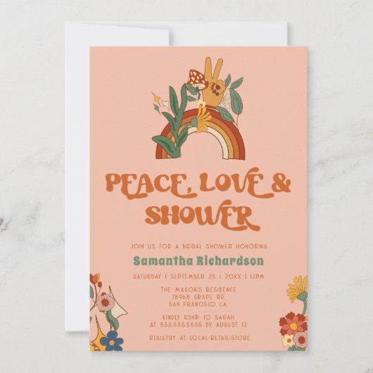 Retro Rainbow Groovy Brautparty Einladung (Vorderseite)