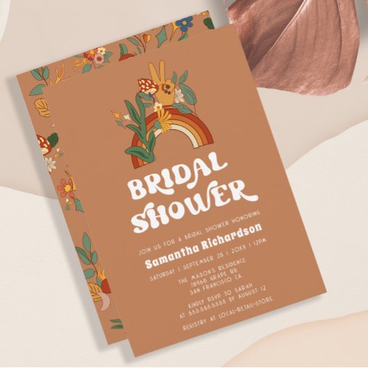 Retro Rainbow Groovy Bridal Dusche Einladung